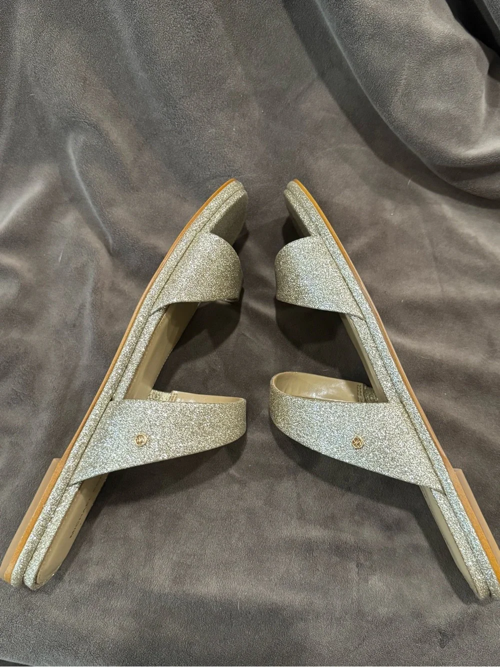 Michael Kors Silver Glitter Slide Mules